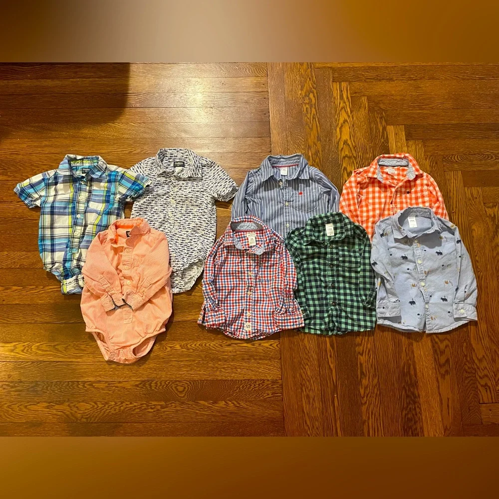 OshKosh BGosh & Carters 8 Button Down Shirt Lot Size 24 Months